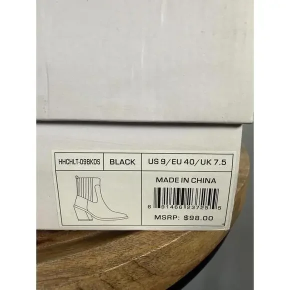 NWB H Halston Women's Charlotte Ankle Boots Black US Size 9 - Picture 5 of 11